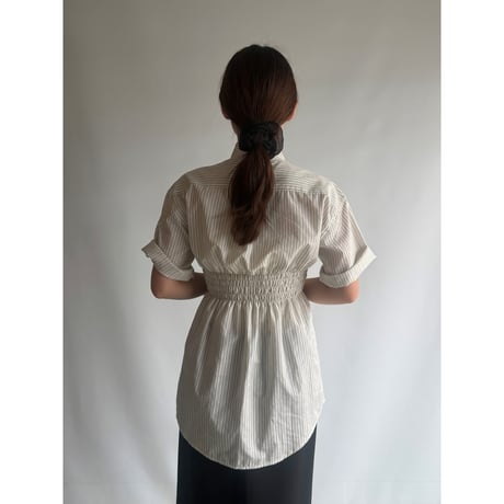 Gathered striped shirt