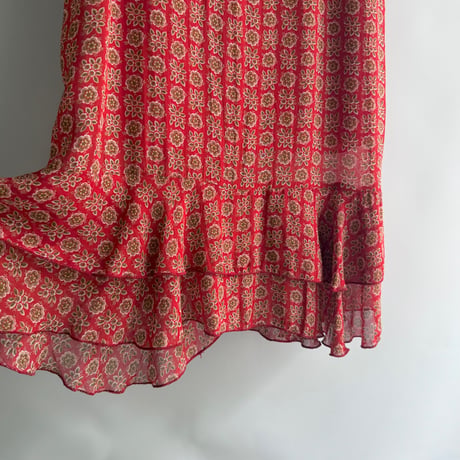 Retro red floral sleeveless dress