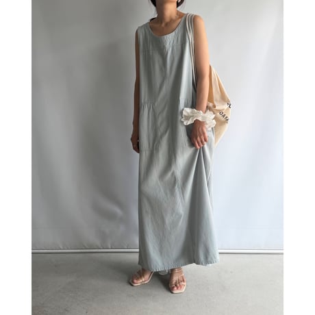 Ice gray cotton maxi one-piece