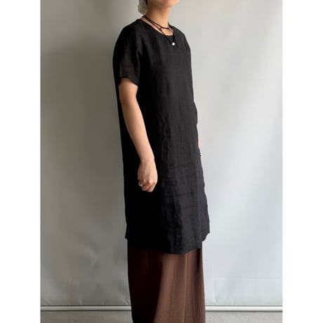 Black linen dress