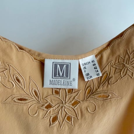 Orange beige flower embroidery camisole