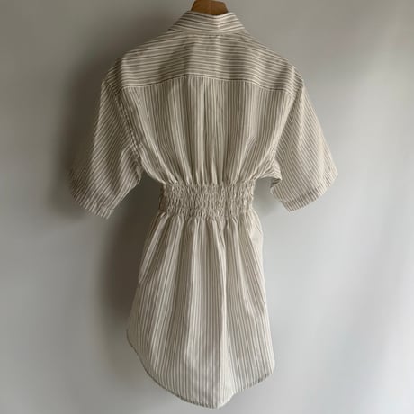 Gathered striped shirt