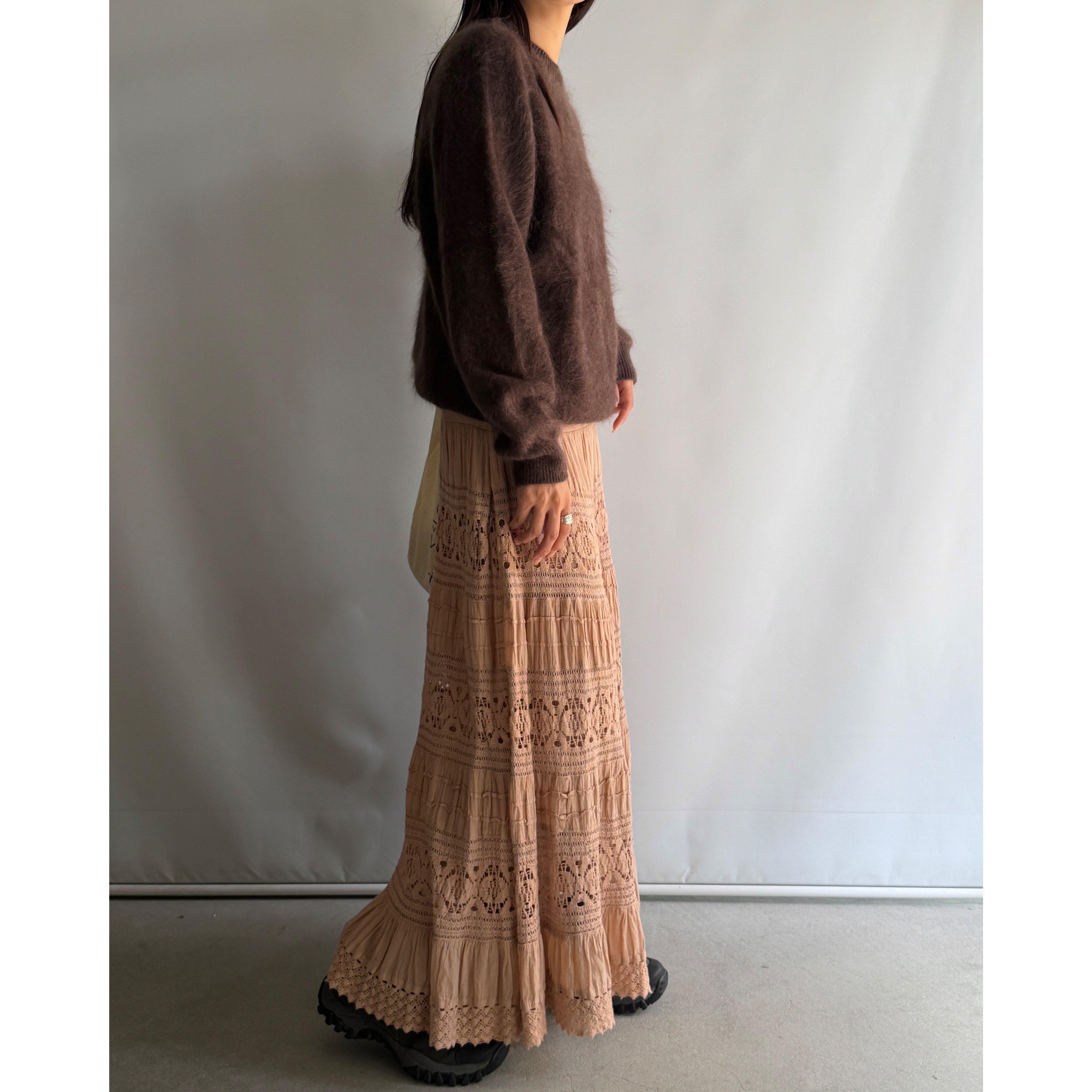 Cotton lace long skirt | and C