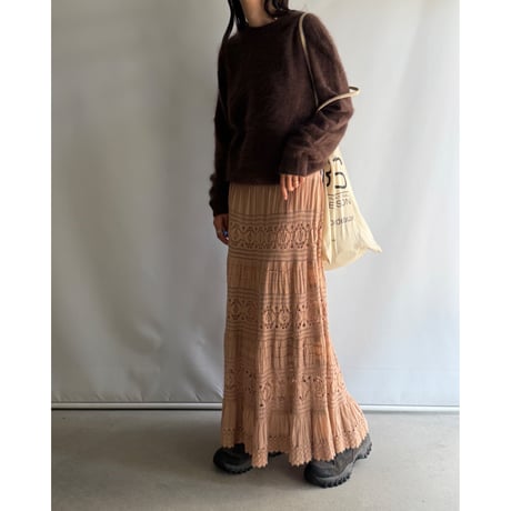 Cotton lace long skirt