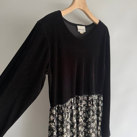Velvet panel floral dress