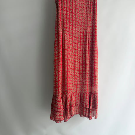 Retro red floral sleeveless dress