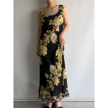Yellow flower black dress