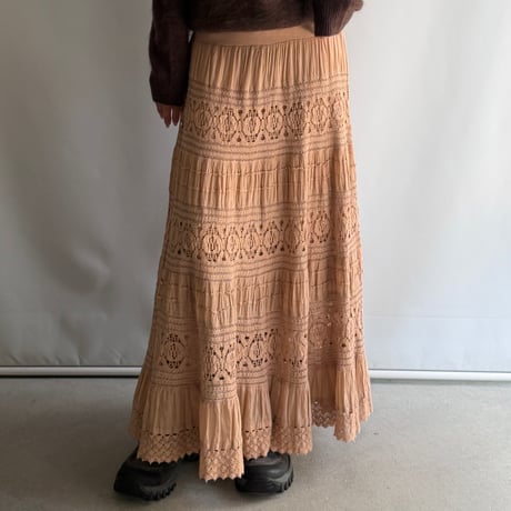 Cotton lace long skirt