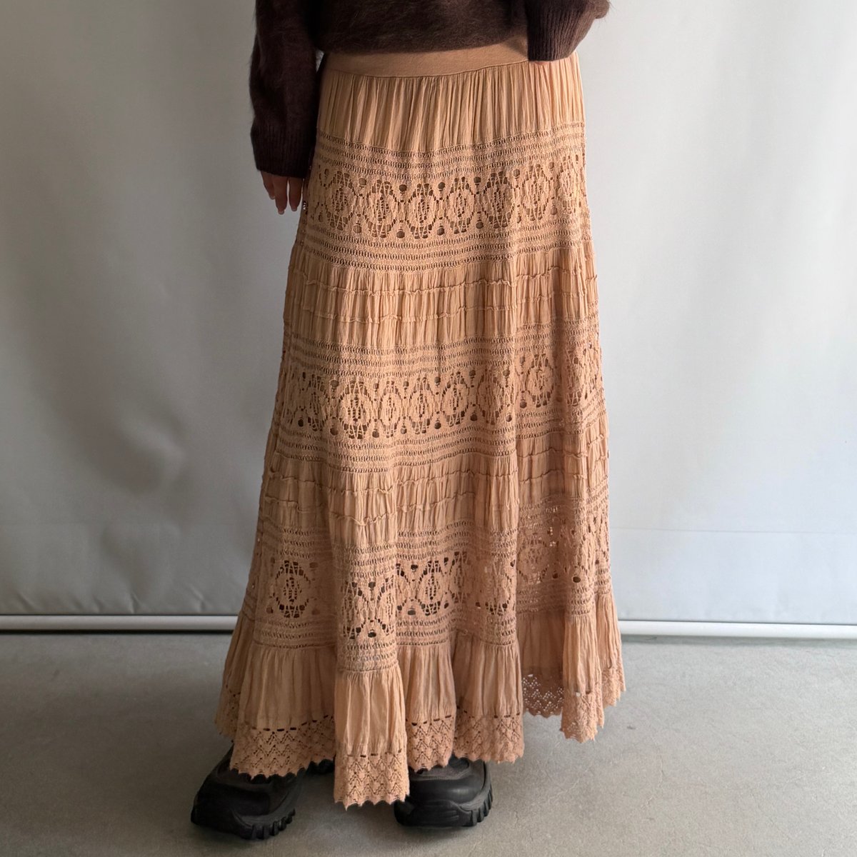 Cotton lace long skirt | and C
