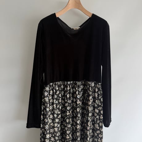 Velvet panel floral dress