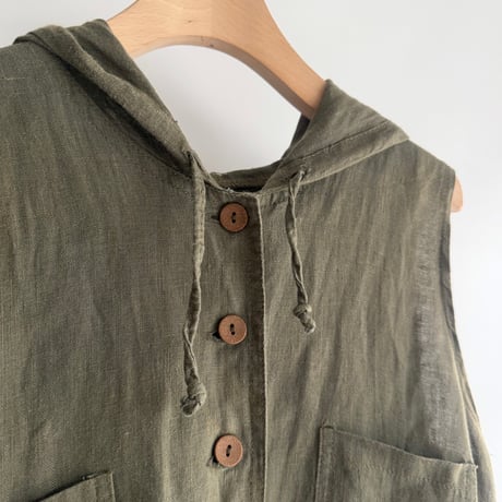 Hooded linen dress