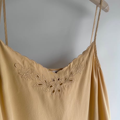 Orange beige flower embroidery camisole