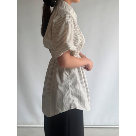 Gathered striped shirt