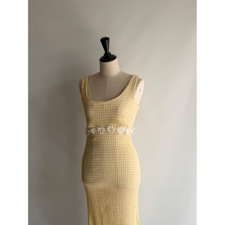 yellow checkered dress with flowers