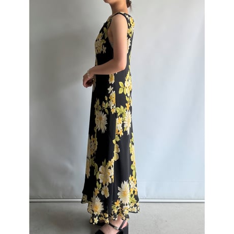 Yellow flower black dress