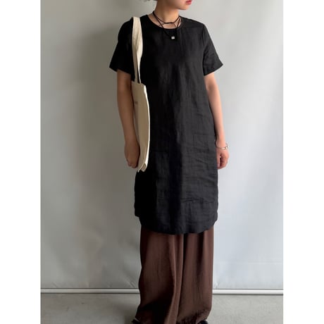 Black linen dress