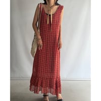 Retro red floral sleeveless dress