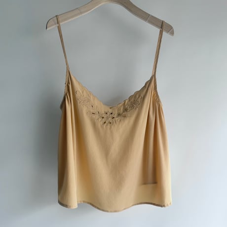 Orange beige flower embroidery camisole