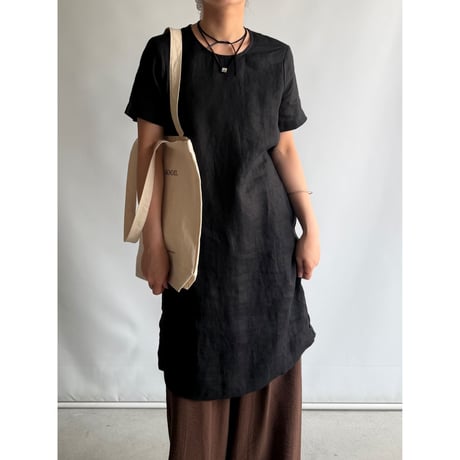 Black linen dress