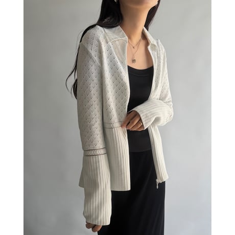 White zip cardigan