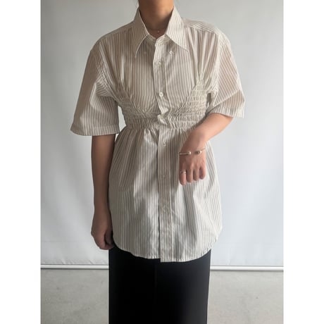 Gathered striped shirt