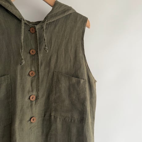 Hooded linen dress