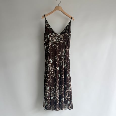 Brown floral pattern sheer dress