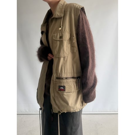 Beige utility vest