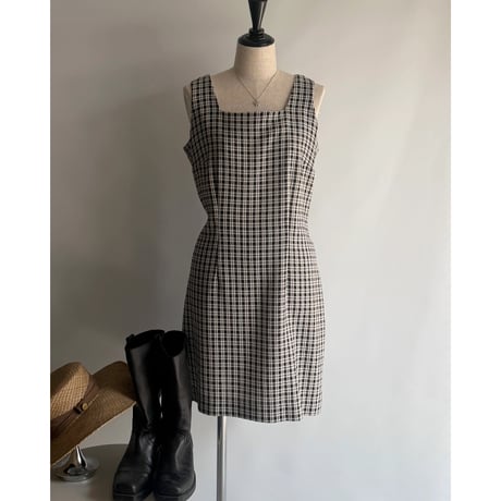 Monotone check mini one-piece