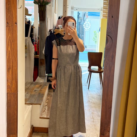 stella ciffon カットワークレースエアシアサッカーワンピース