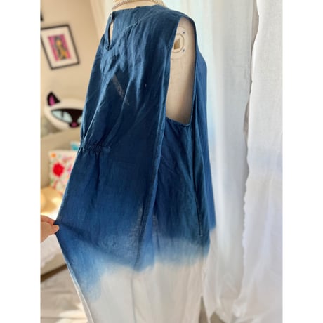 "藍indigo"リネンワンピース