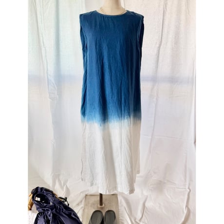 "藍indigo"リネンワンピース
