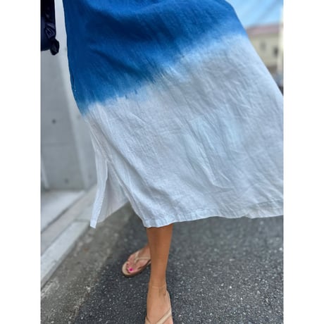 "藍indigo"リネンワンピース