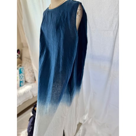 "藍indigo"リネンワンピース