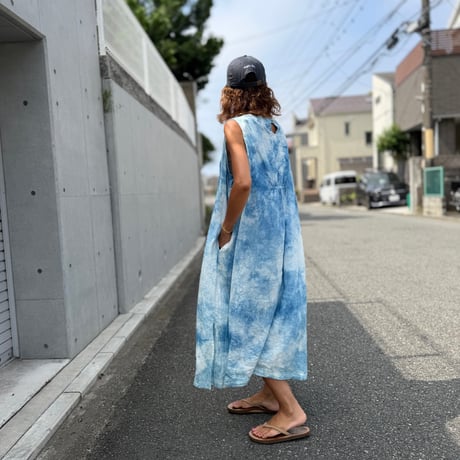 "藍indigo"リネンワンピース
