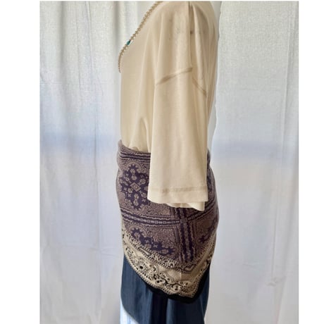 シアーハーフスリーブtops