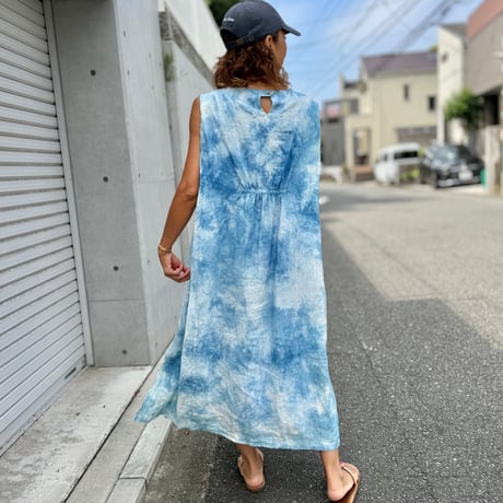 "藍indigo"リネンワンピース