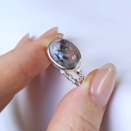 Platinum Rutilated Quartz Ring