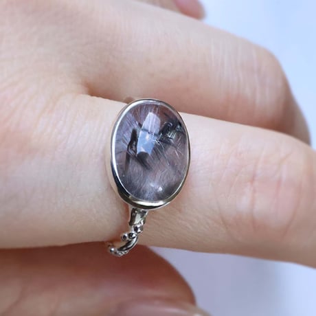 Platinum Rutilated Quartz Ring