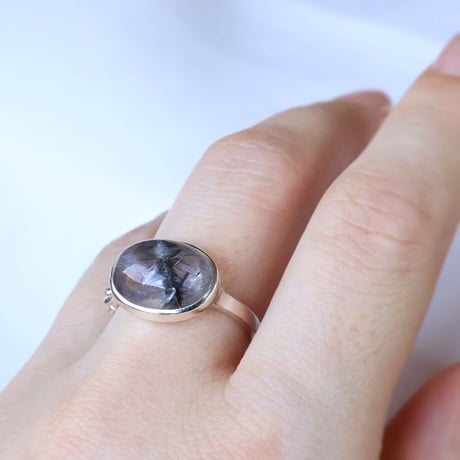 Platinum Rutilated Quartz Ring