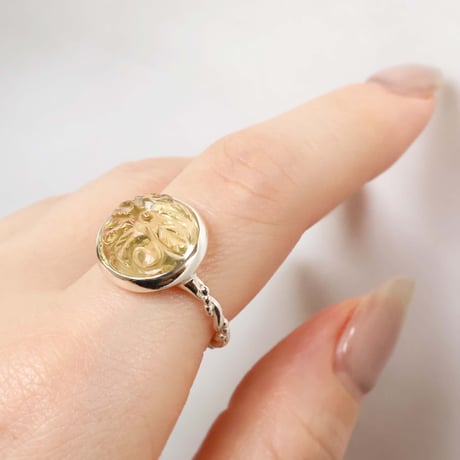 Carved Lemon Quartz Ring #13