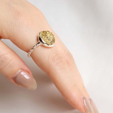 Carved Lemon Quartz Ring #13