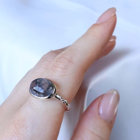 Platinum Rutilated Quartz Ring