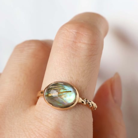 Abalone Shell × Rutilated Quartz Ring