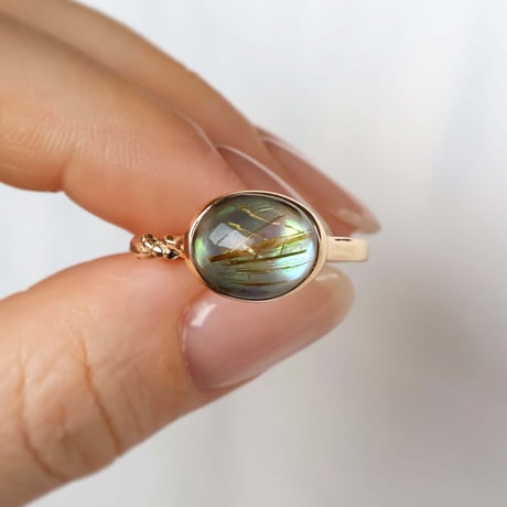 Abalone Shell × Rutilated Quartz Ring