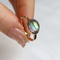 Abalone Shell × Rutilated Quartz Ring