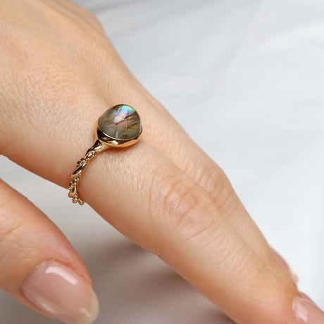 Abalone Shell × Rutilated Quartz Ring