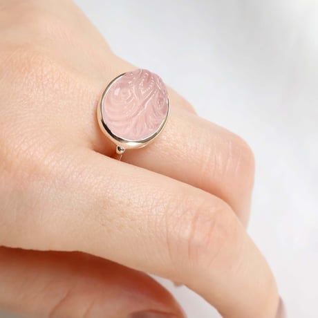 Carved Rose Quartz Ring