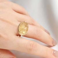 Carved Lemon Quartz Ring #16