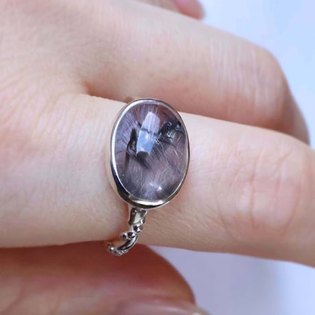 Platinum Rutilated Quartz Ring